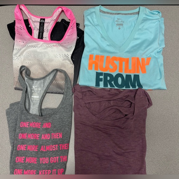 Lot of 4 Pcs Activewear Dri-fit Tank Tops & Shirts Women’s Size Medium - Picture 1 of 14